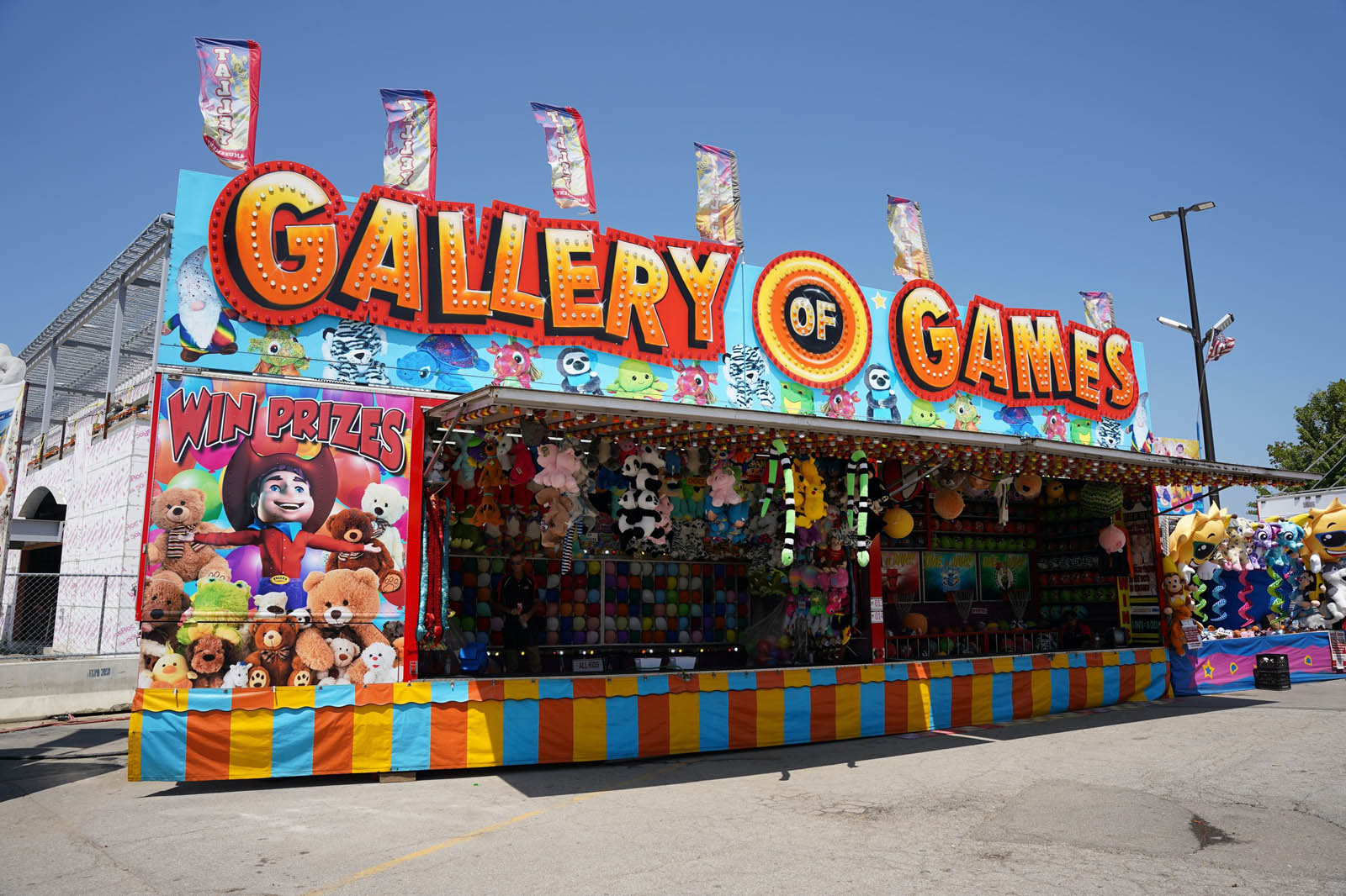 Midway Gallery of Games with colorful prize displays