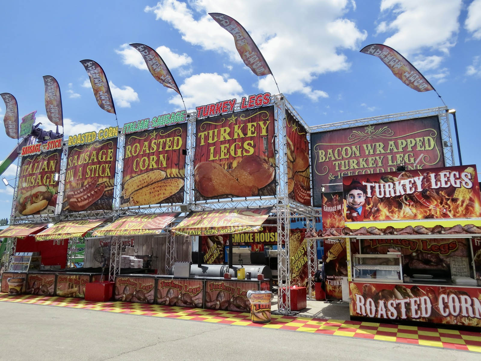Barbecue concession stand serving smoked meats at fair