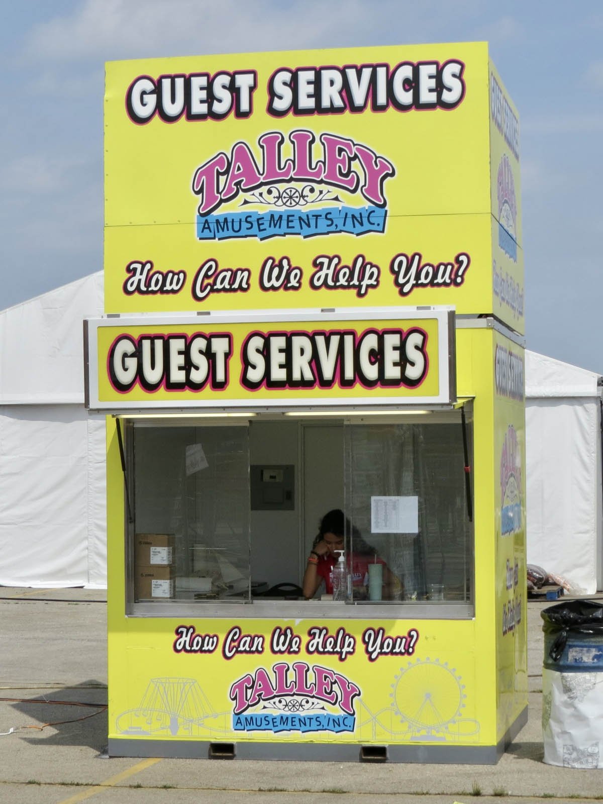Need help? Visit Talley Amusements' guest booths at convenient locations across the midway